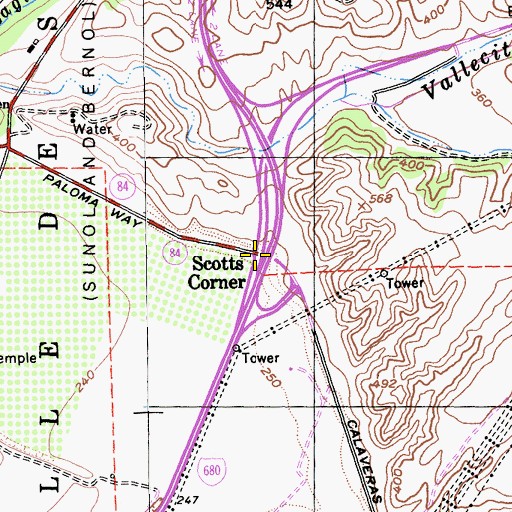 Topographic Map of Scotts Corner, CA