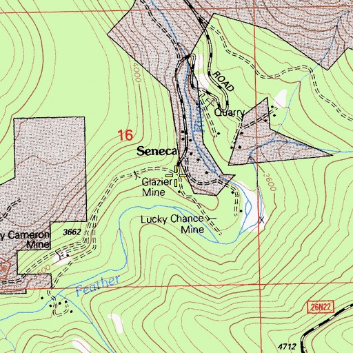 Topographic Map of Seneca, CA
