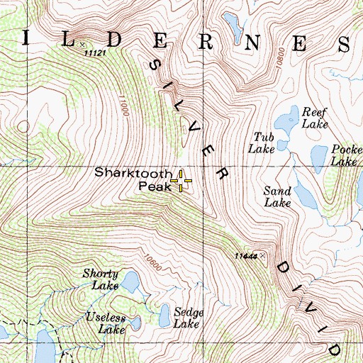 Topographic Map of Sharktooth Peak, CA