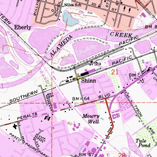 Topographic Map of Shinn, CA