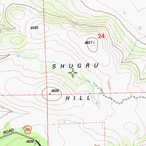 Topographic Map of Shugru Hill, CA