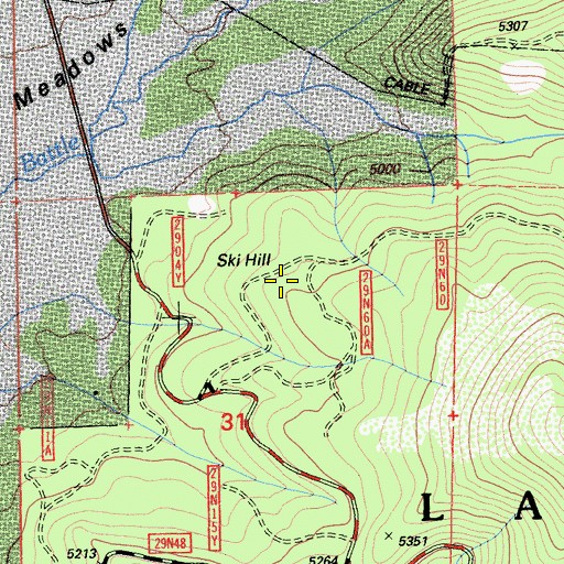 Topographic Map of Ski Hill, CA