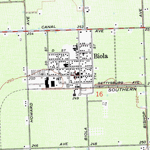 Topographic Map of Biola, CA