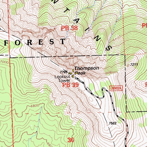 Topographic Map of Diamond Mountains, CA