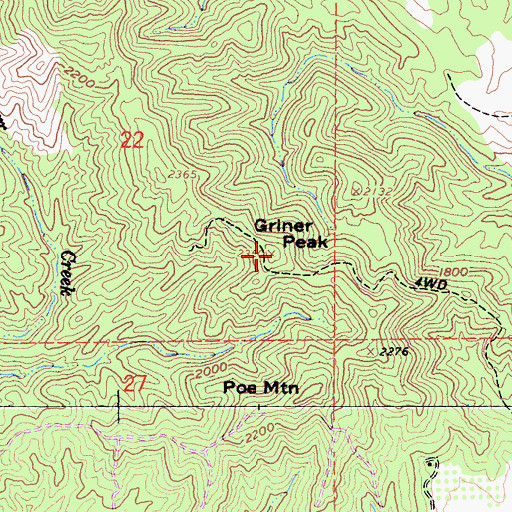 Topographic Map of Griner Peak, CA