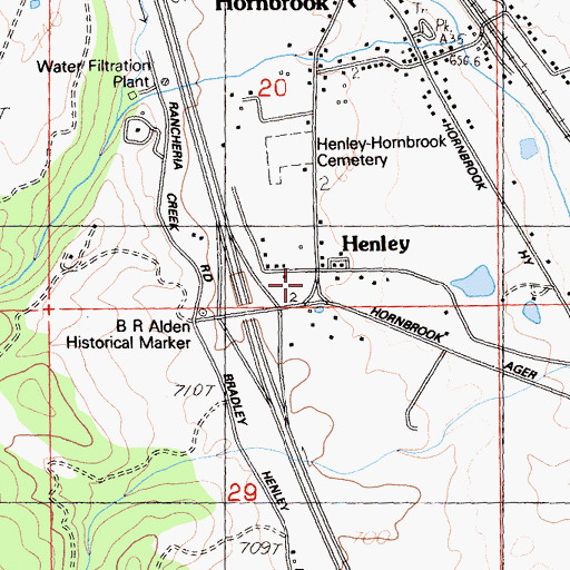 Topographic Map of Henley, CA