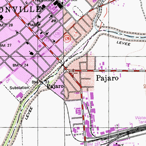 Topographic Map of Pajaro, CA