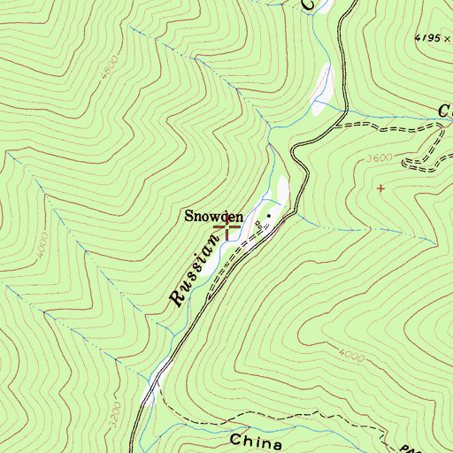 Topographic Map of Snowden, CA