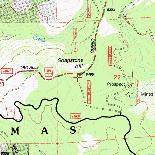 Topographic Map of Soapstone Hill, CA