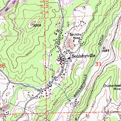 Topographic Map of Soulsbyville, CA