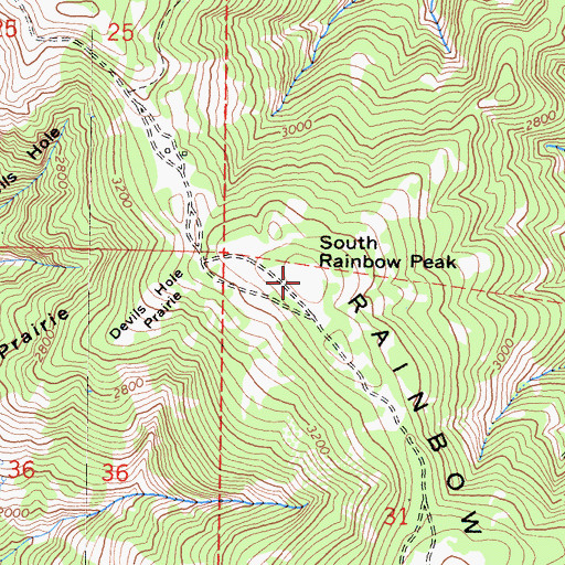 Topographic Map of South Rainbow Peak, CA