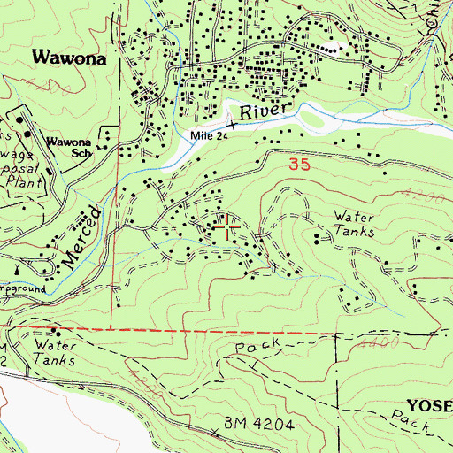 Topographic Map of South Wawona (historical), CA