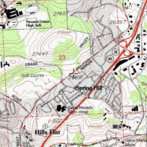 Topographic Map of Spring Hill, CA