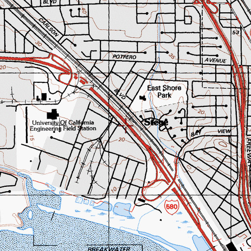 Topographic Map of Stege, CA