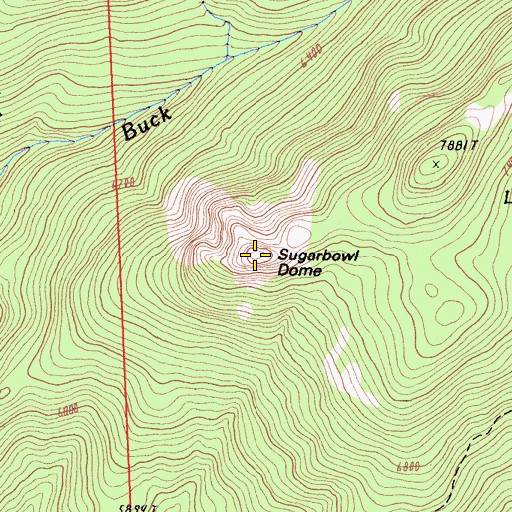 Topographic Map of Sugarbowl Dome, CA