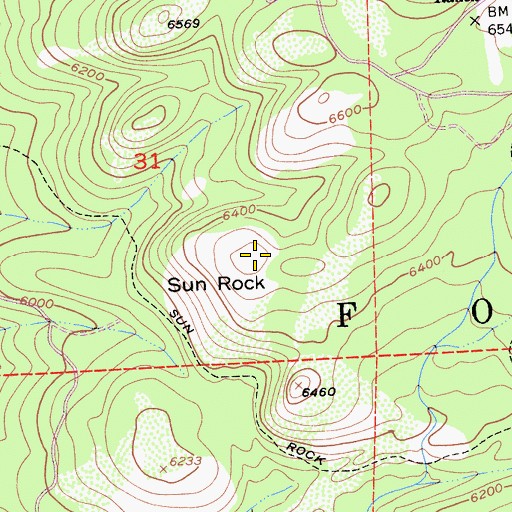 Topographic Map of Sun Rock, CA