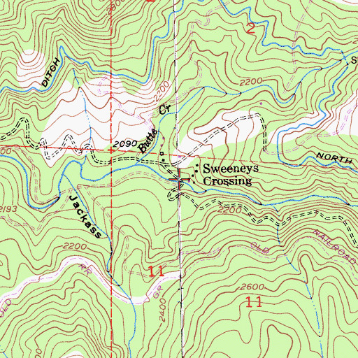 Topographic Map of Sweeneys Crossing, CA