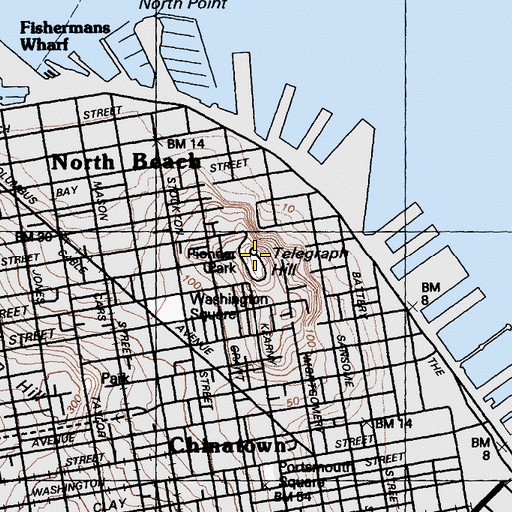 Topographic Map of Telegraph Hill, CA