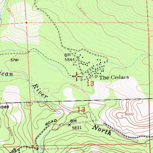 Topographic Map of The Cedars, CA