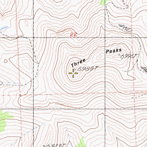 Topographic Map of Three Peaks, CA