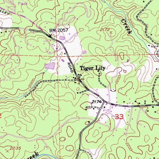 Topographic Map of Tiger Lily, CA