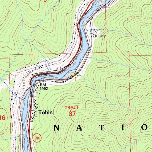Topographic Map of Tobin, CA