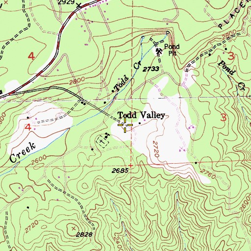 Topographic Map of Todd Valley, CA