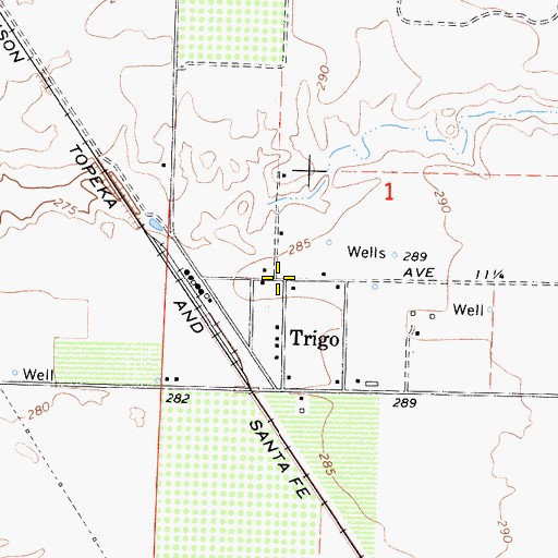 Topographic Map of Trigo, CA