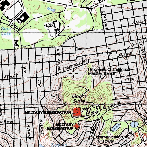 Topographic Map of University of California San Francisco Medical Center at Parnassus, CA