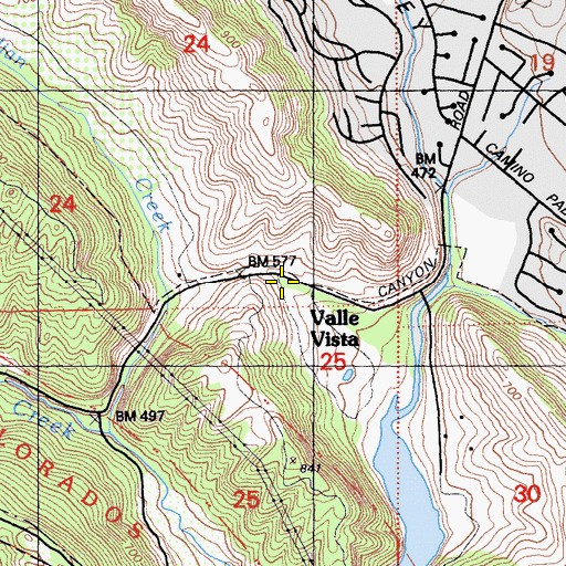 Topographic Map of Valle Vista, CA