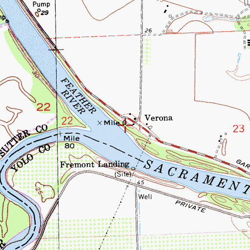 Topographic Map of Verona, CA