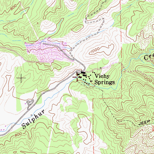 Topographic Map of Vichy Springs, CA