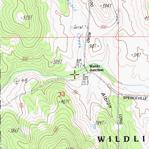 Topographic Map of Waldo Junction, CA