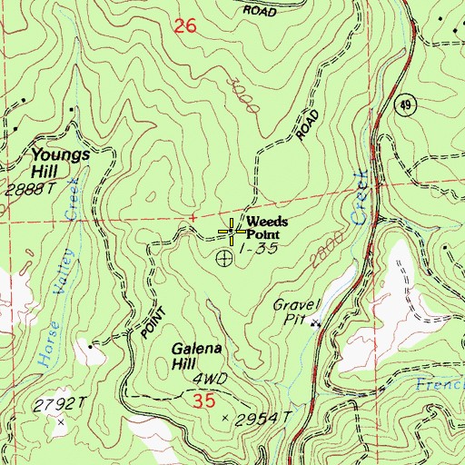 Topographic Map of Weeds Point, CA