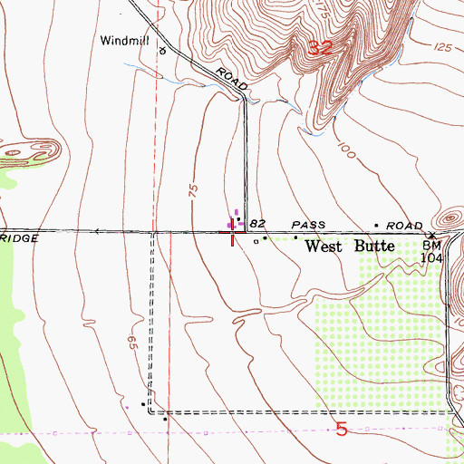 Topographic Map of West Butte, CA