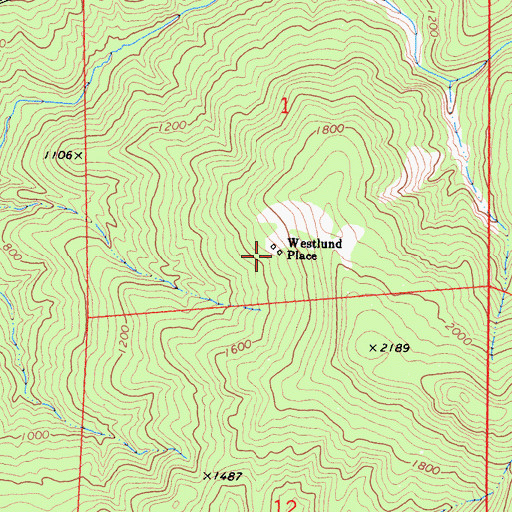 Topographic Map of Westlund Place, CA