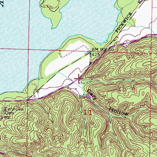 Topographic Map of Caryton (historical), AL