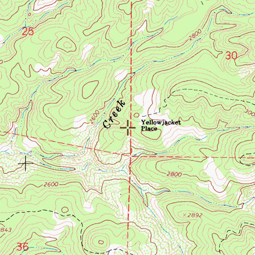 Topographic Map of Yellowjacket Place, CA