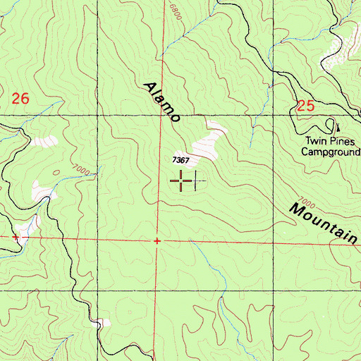 Topographic Map of Alamo Mountain, CA