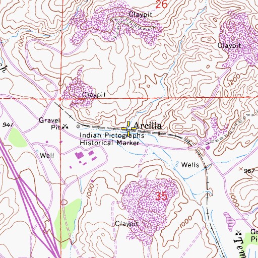 Topographic Map of Arcilla, CA