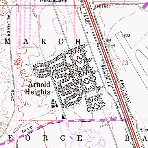 Topographic Map of Arnold Heights, CA