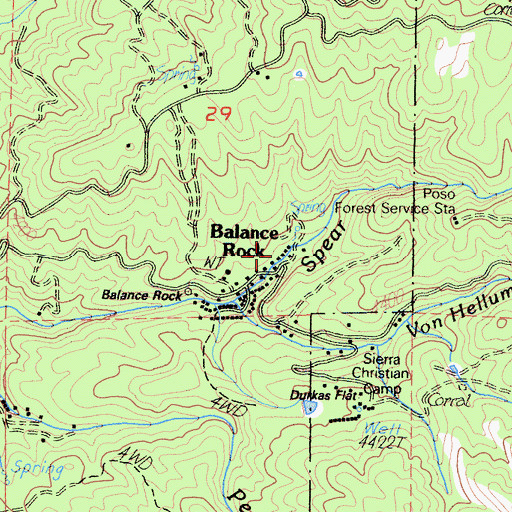 Topographic Map of Balance Rock, CA