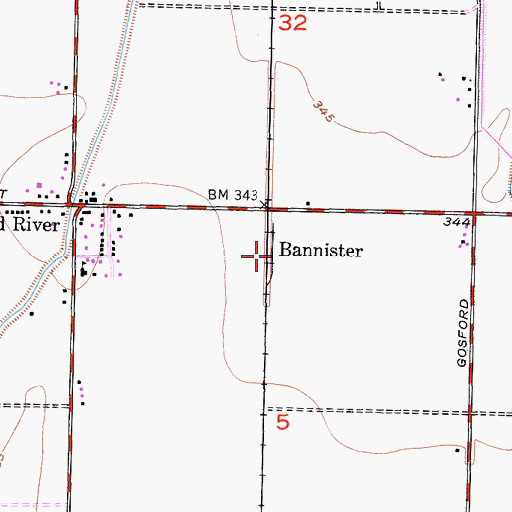 Topographic Map of Bannister, CA