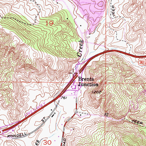 Topographic Map of Brents Junction, CA