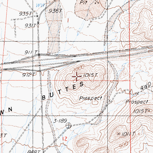 Topographic Map of Brown Buttes, CA