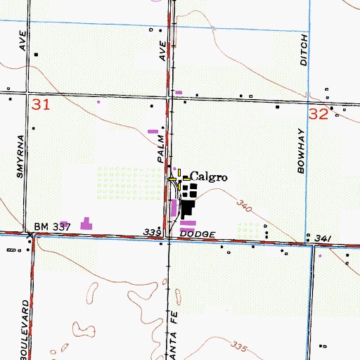 Topographic Map of Calgro, CA
