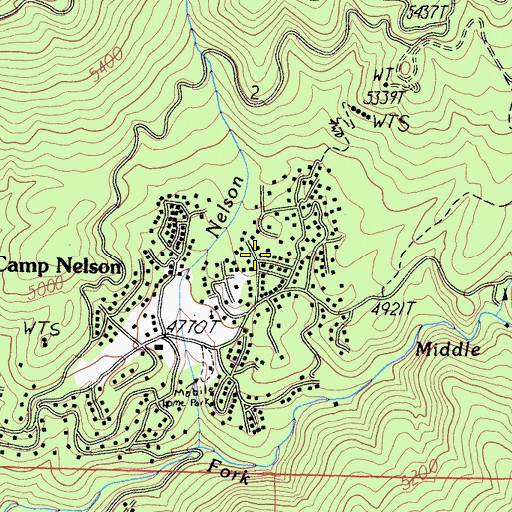 Topographic Map of Camp Nelson, CA