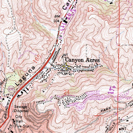 Topographic Map of Canyon Acres, CA