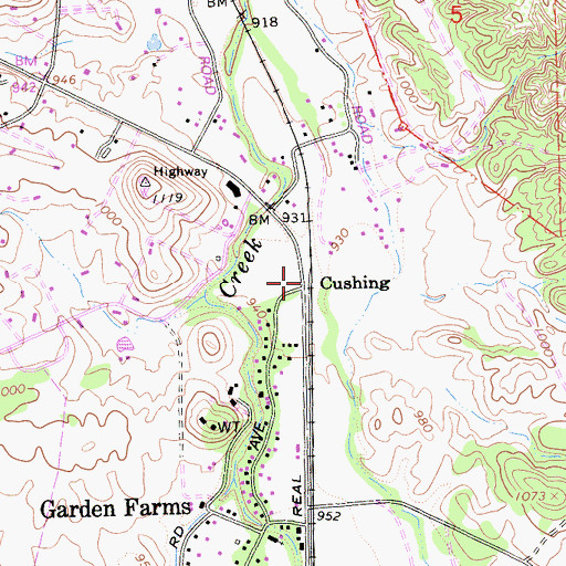 Topographic Map of Cushing, CA