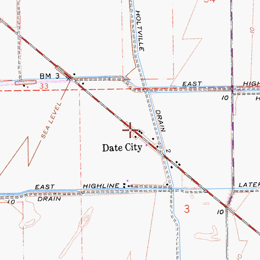 Topographic Map of Date City, CA